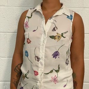 Floral sheer tank top blouse